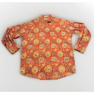 Men’s VTG Orvis 100% Cotton Collared Longsleeve 70s Retro Paisley Hippie Boho
